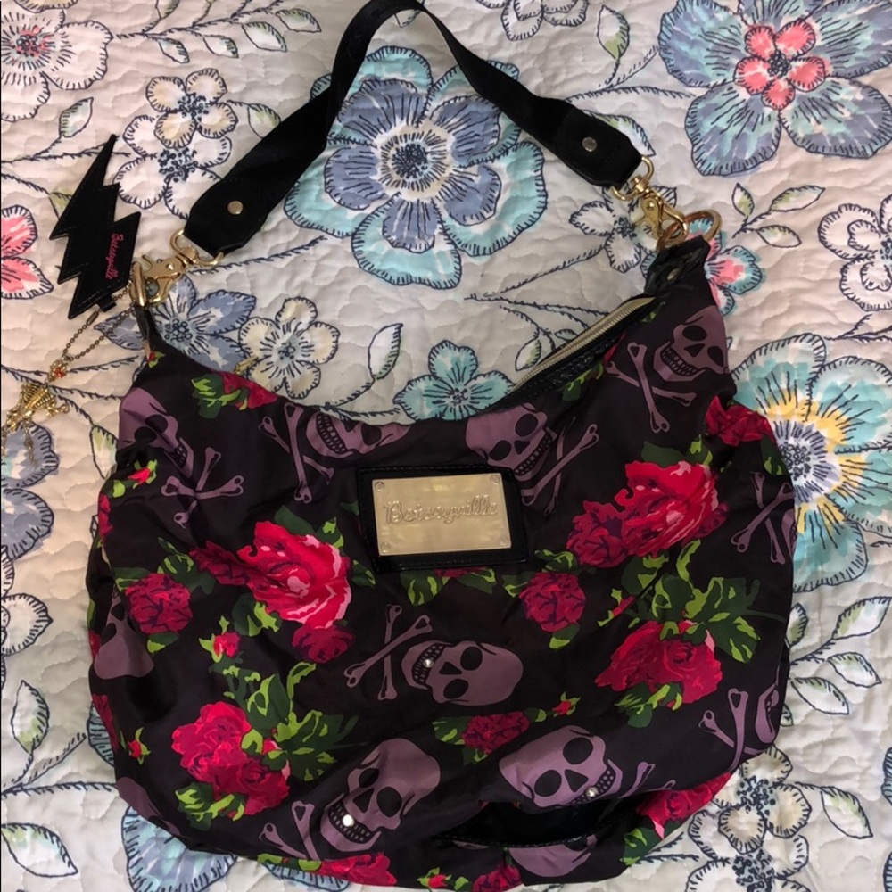 Betsey Johnson Skull Large Hobo Bag